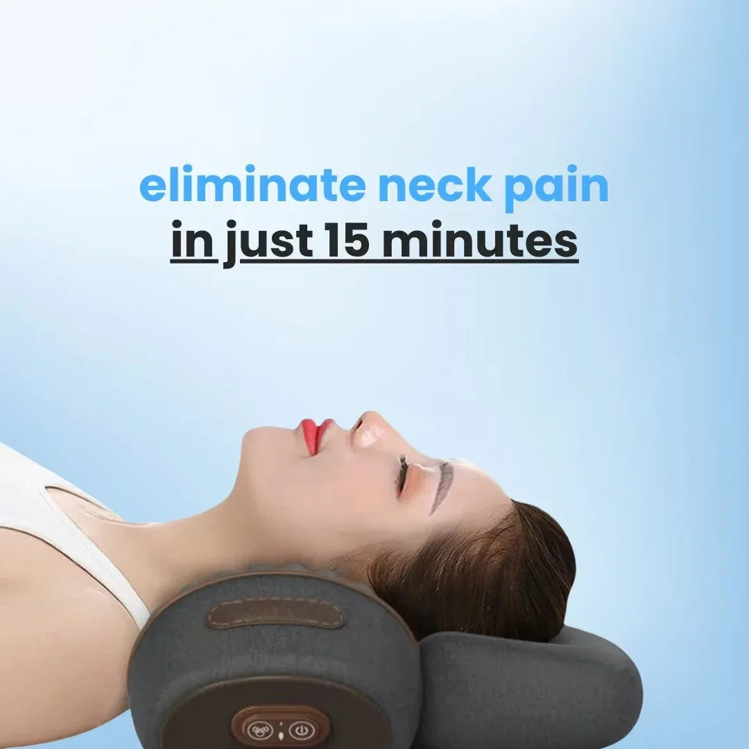 Cosseal-3-In-1 Neck Massager Cervical Pillow Hot Compress Vibration Massage Neck Traction Relax Pillow Spine Support Massager